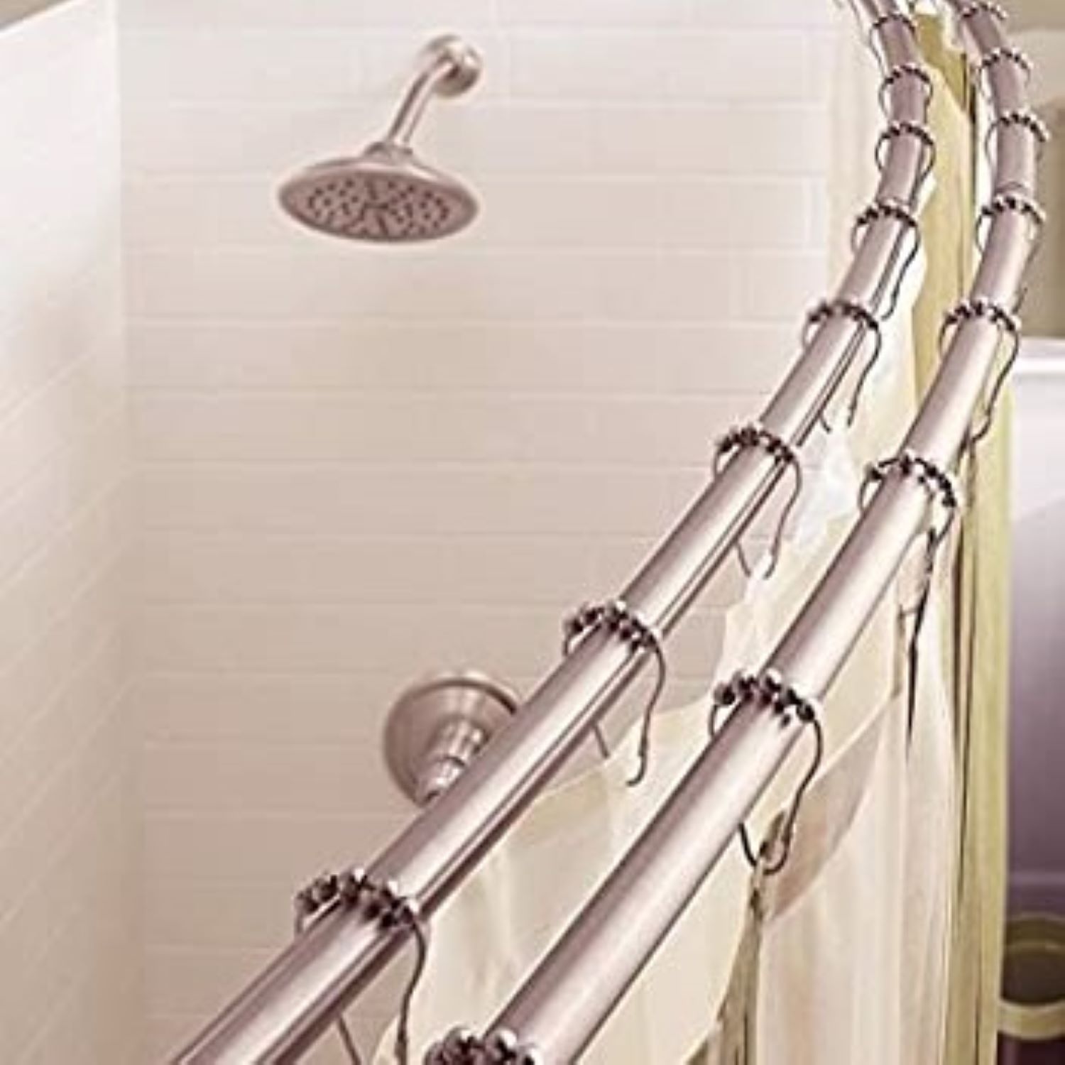 ARISTA® Stainless Steel 60"-72" Double Adjustable Curved Shower Rod